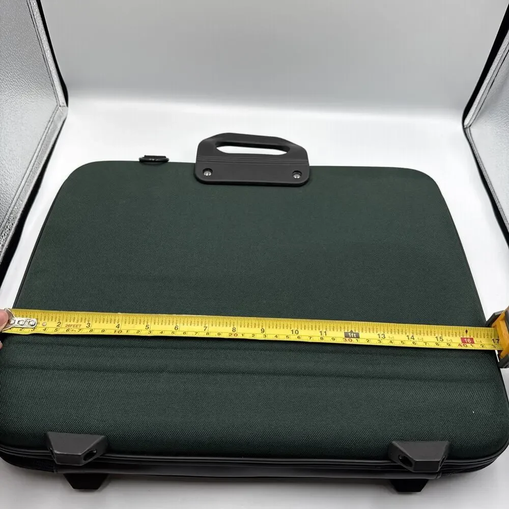 Vintage Acer Laptop Briefcase Bag Dark Green Hard Shell Carrying Case w/ Strap